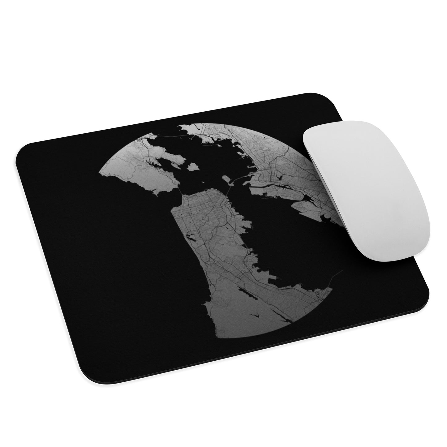 San Francisco Silver on Black Map Mouse Pad