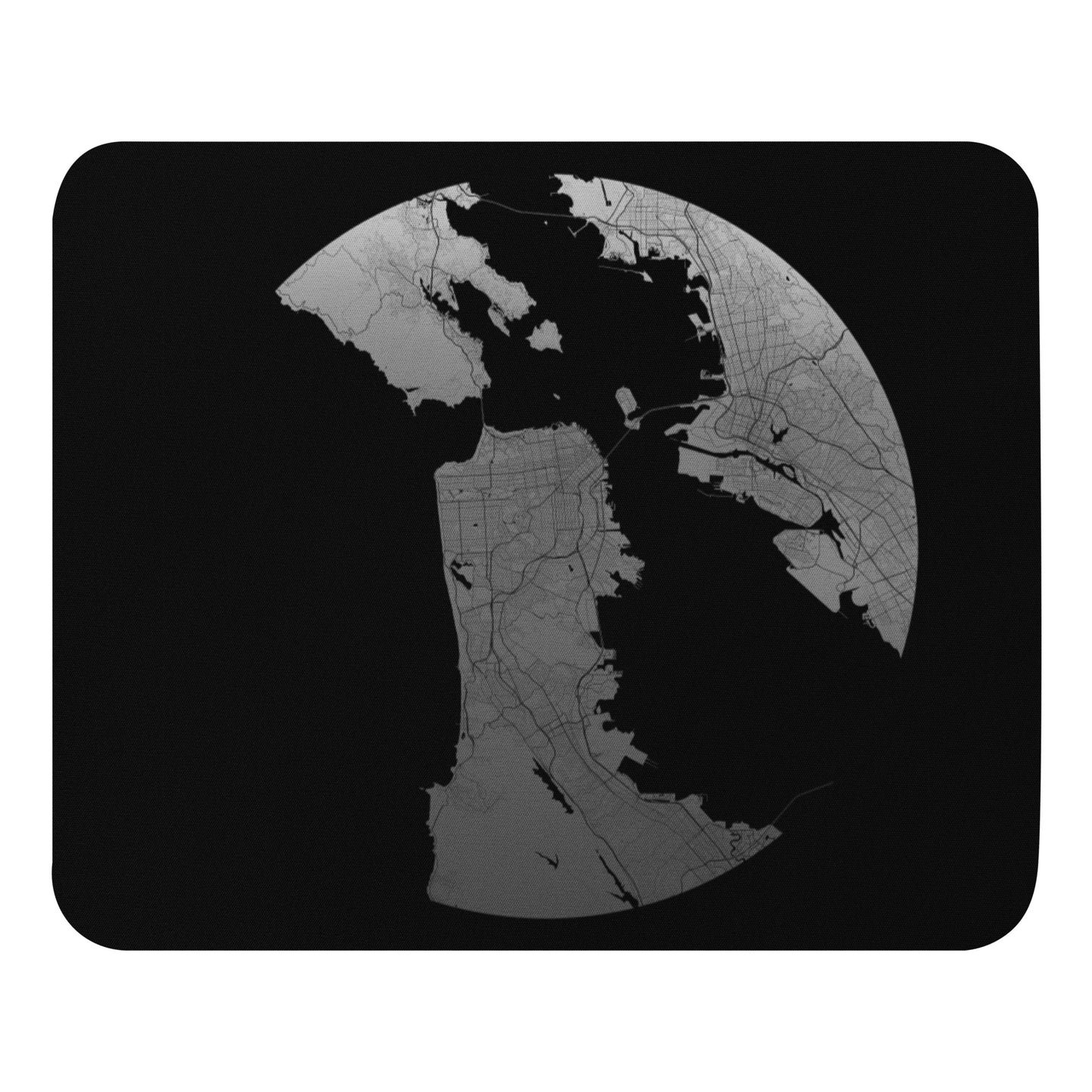 San Francisco Silver on Black Map Mouse Pad
