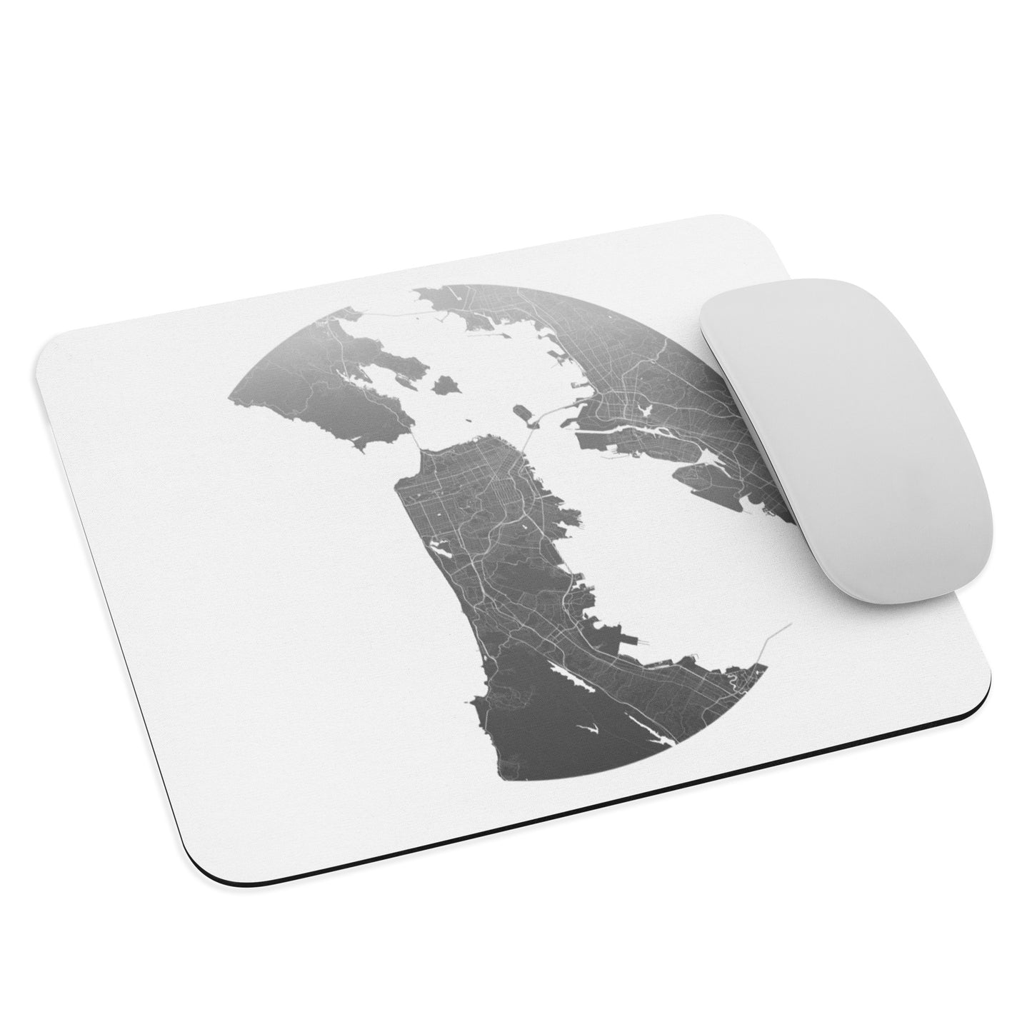 San Francisco Silver on White Map Mouse Pad