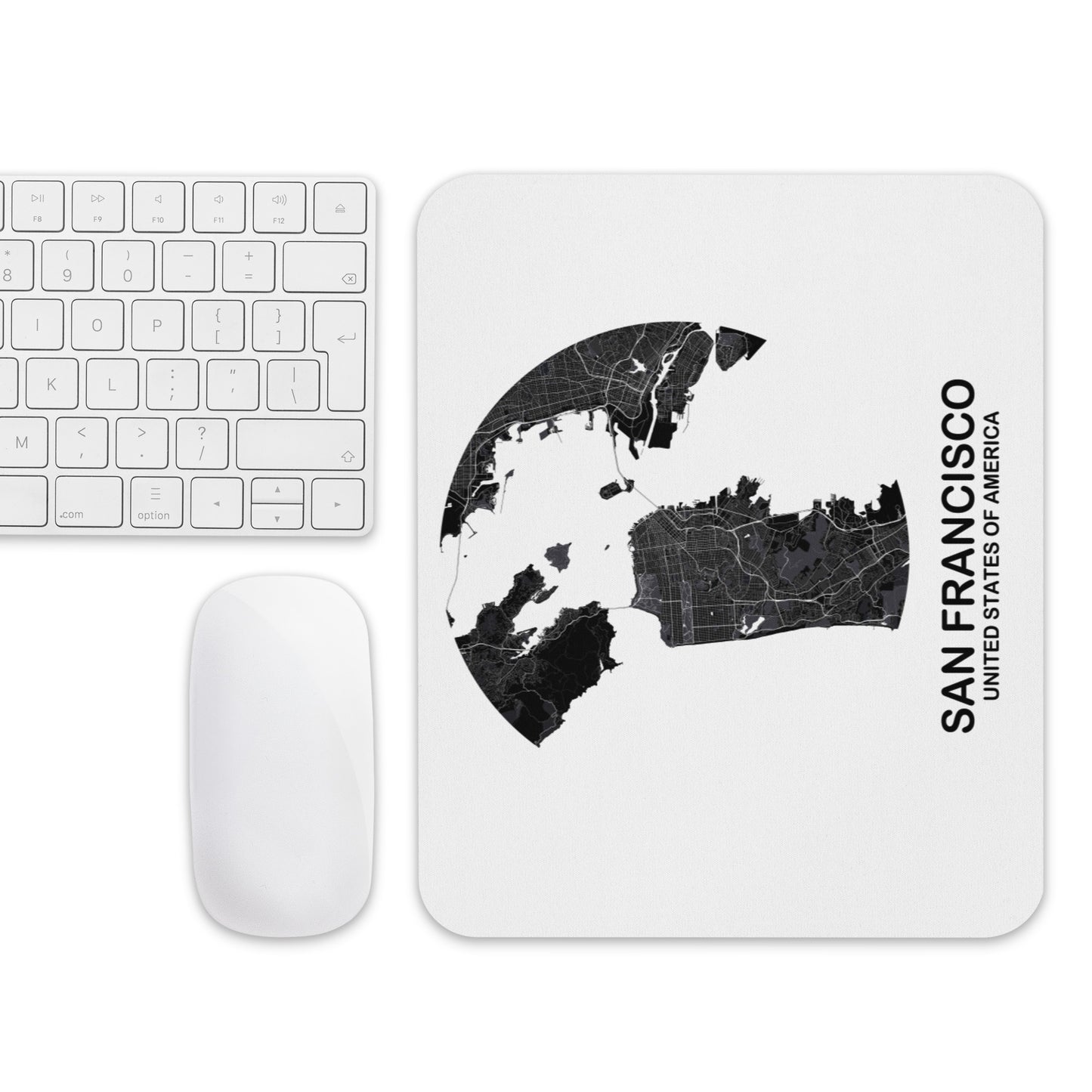 San Francisco Circular Black Map Mouse Pad