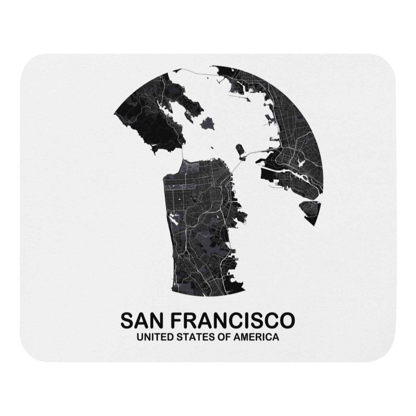 San Francisco Circular Black Map Mouse Pad