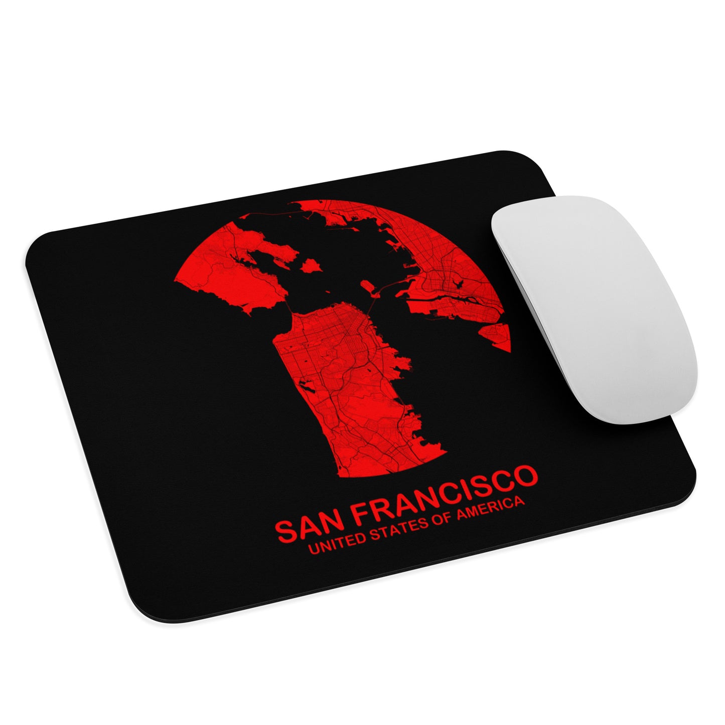 San Francisco Circular Red Map Mouse Pad