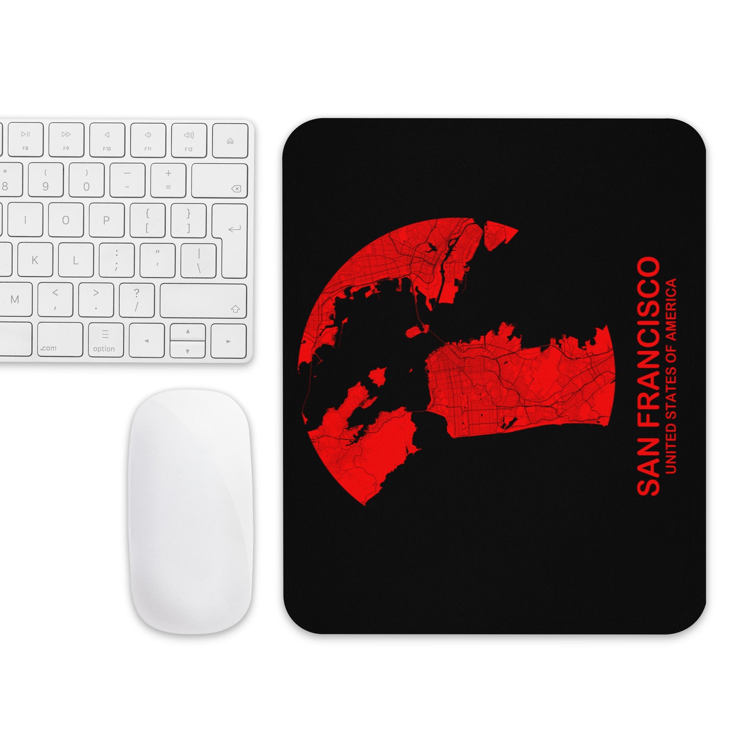 San Francisco Circular Red Map Mouse Pad