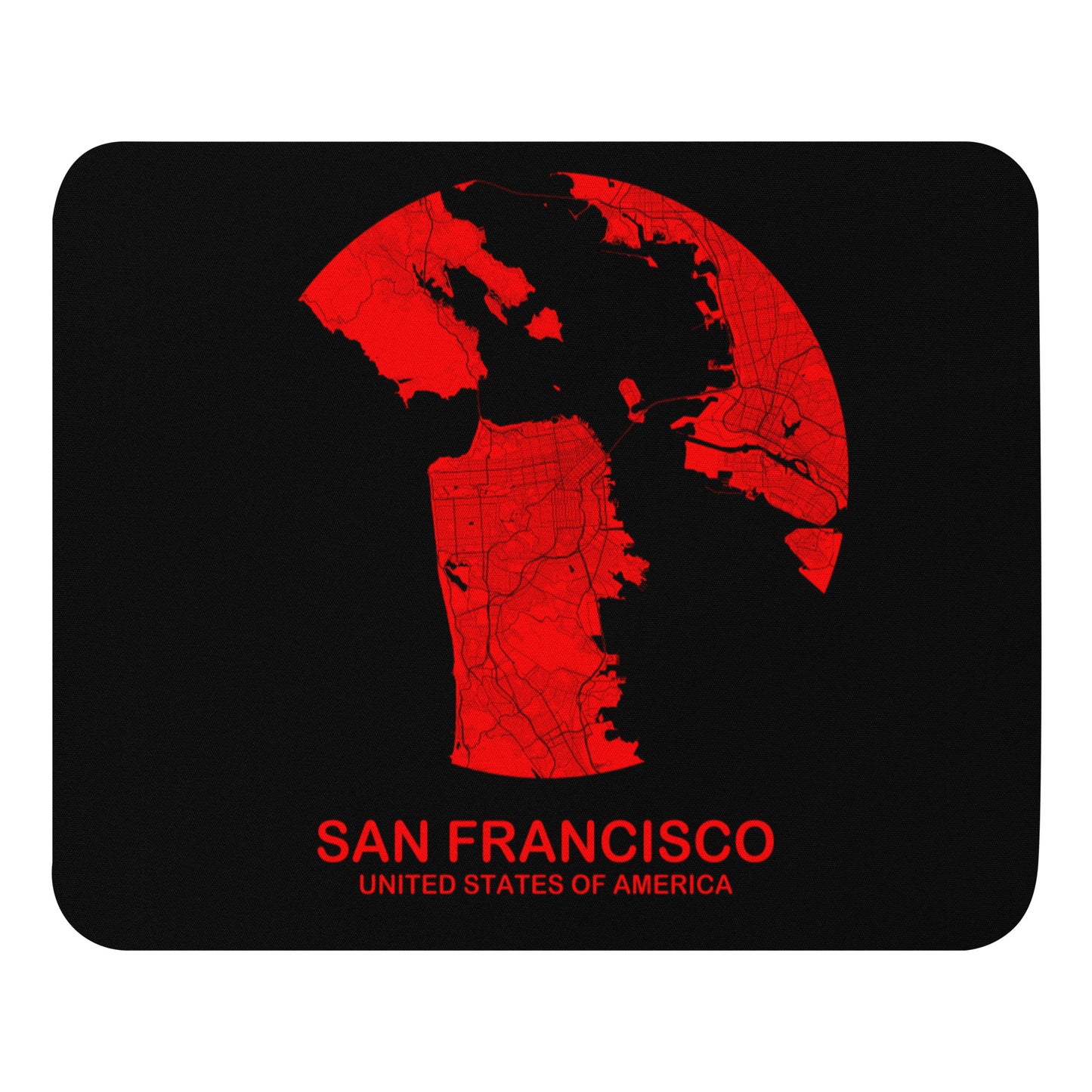 San Francisco Circular Red Map Mouse Pad