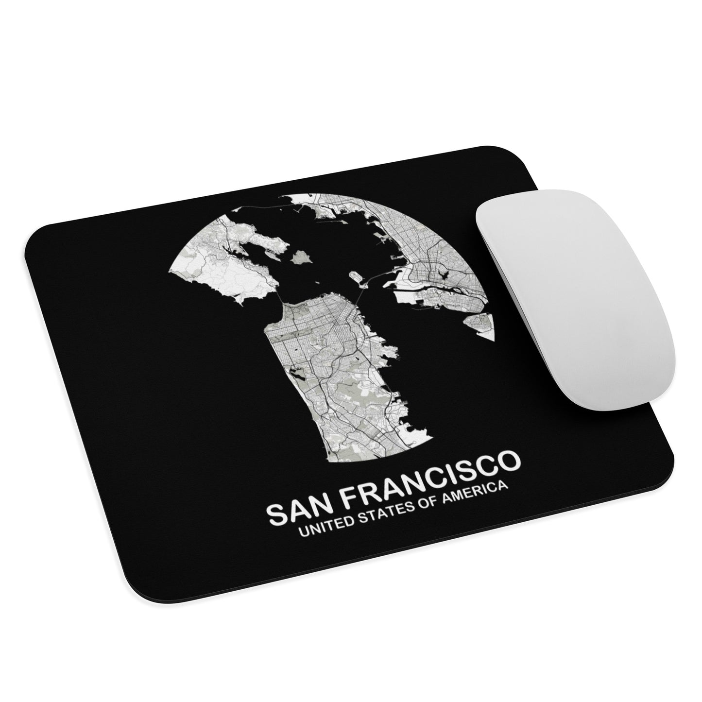 San Francisco Circular White Map Mouse Pad