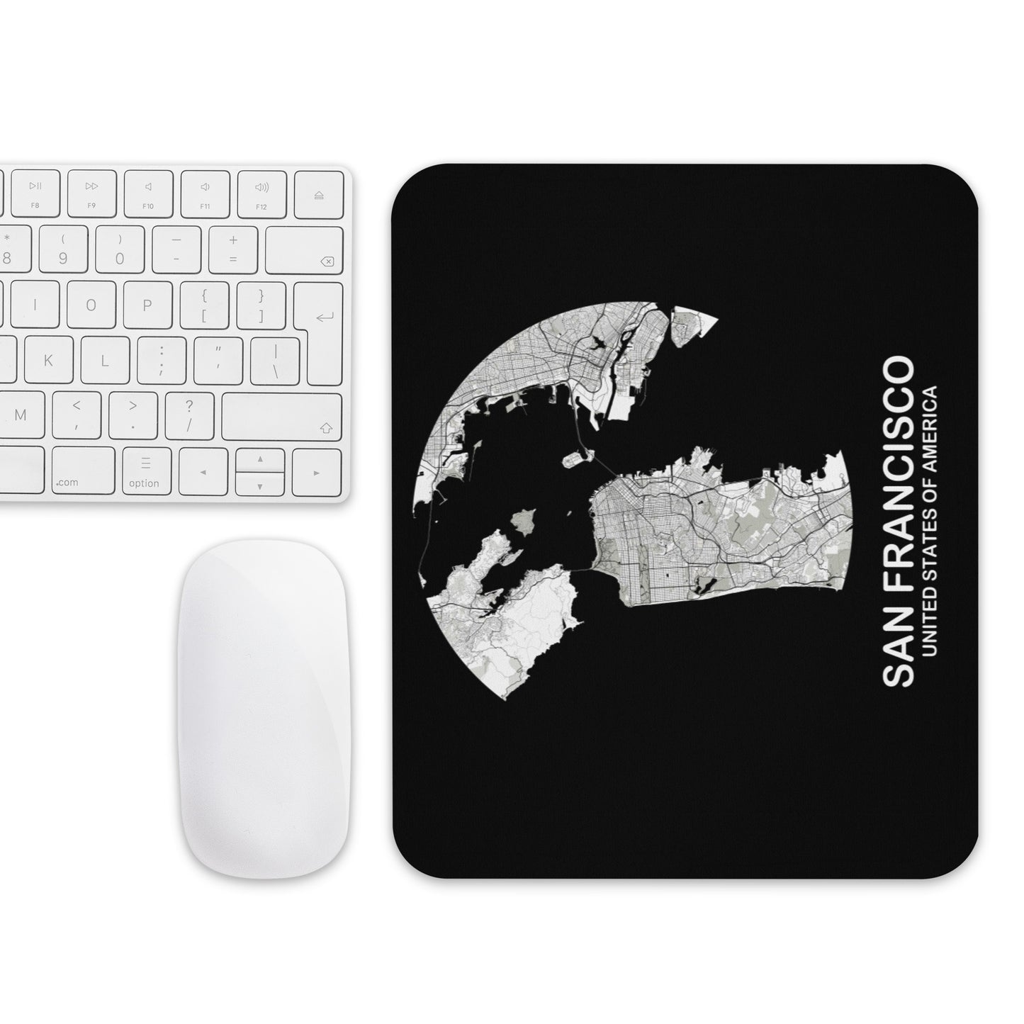 San Francisco Circular White Map Mouse Pad
