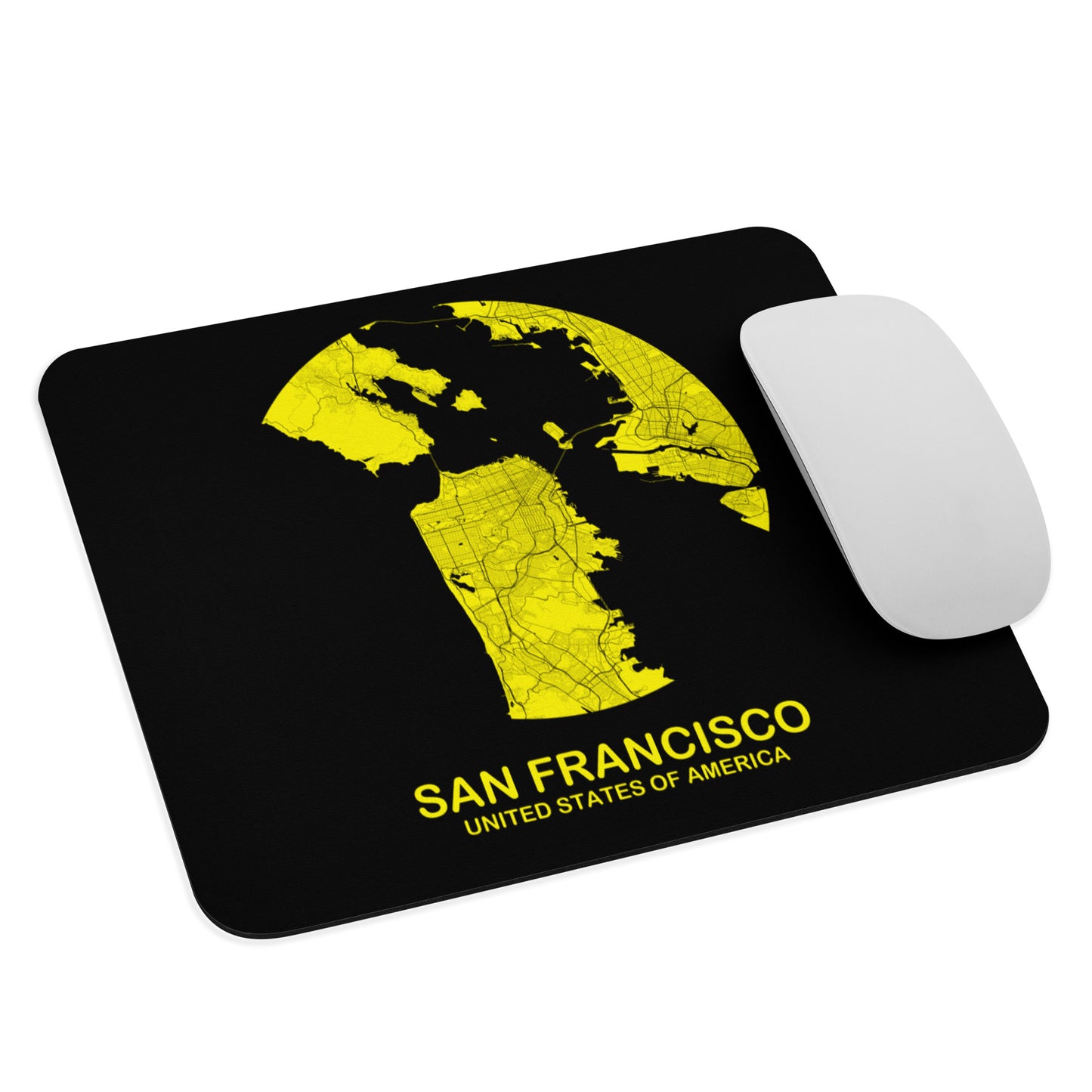 San Francisco Circular Yellow Map Mouse Pad