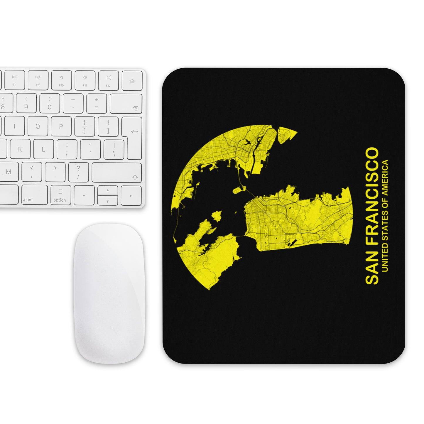 San Francisco Circular Yellow Map Mouse Pad