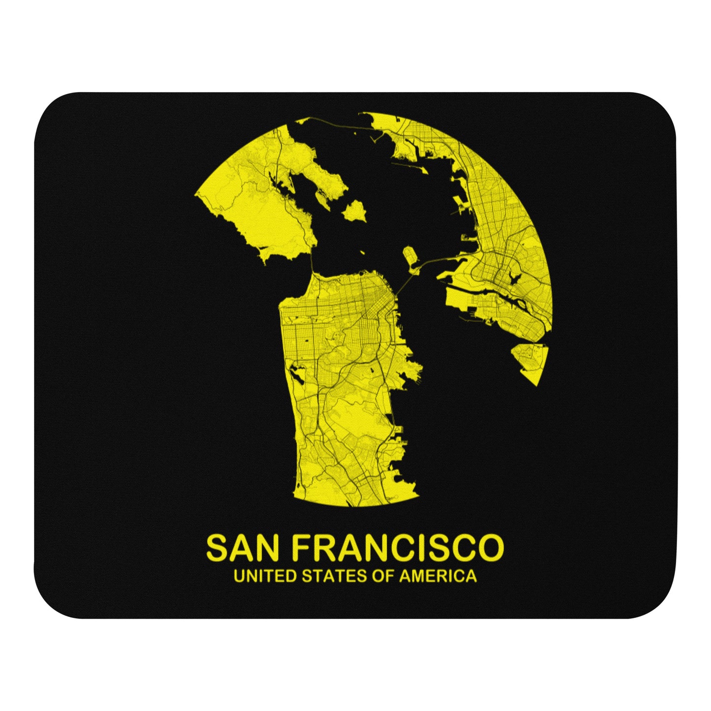 San Francisco Circular Yellow Map Mouse Pad