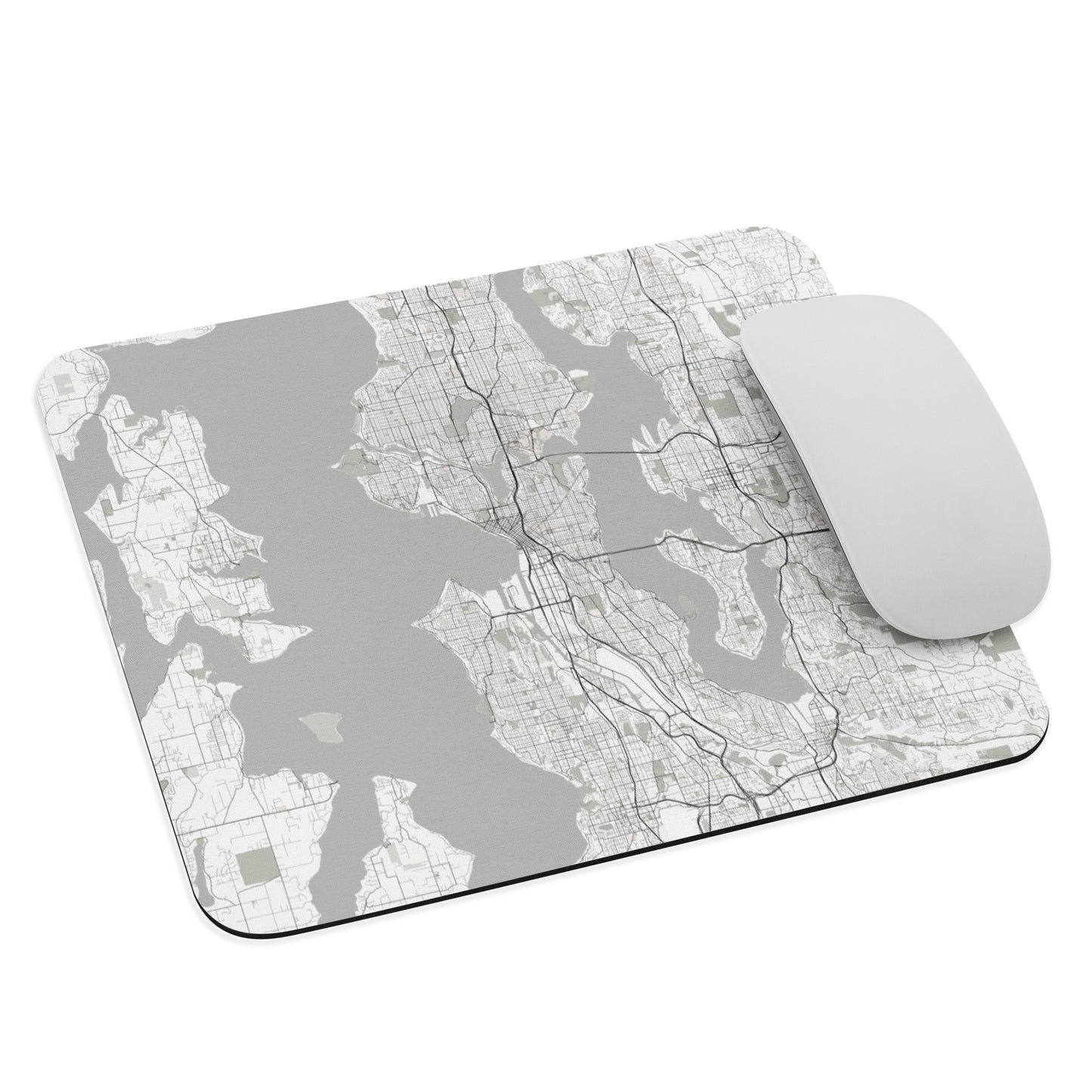 Seattle White Map Mouse Pad