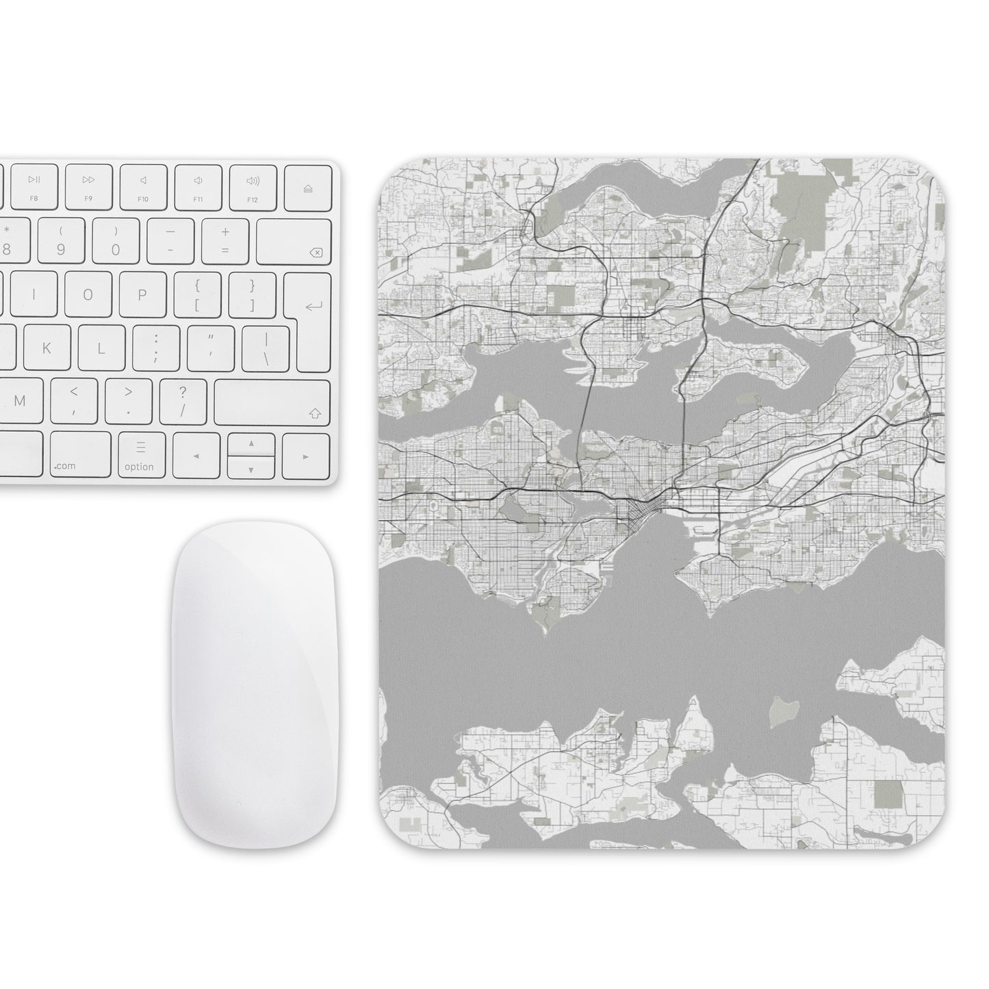 Seattle White Map Mouse Pad