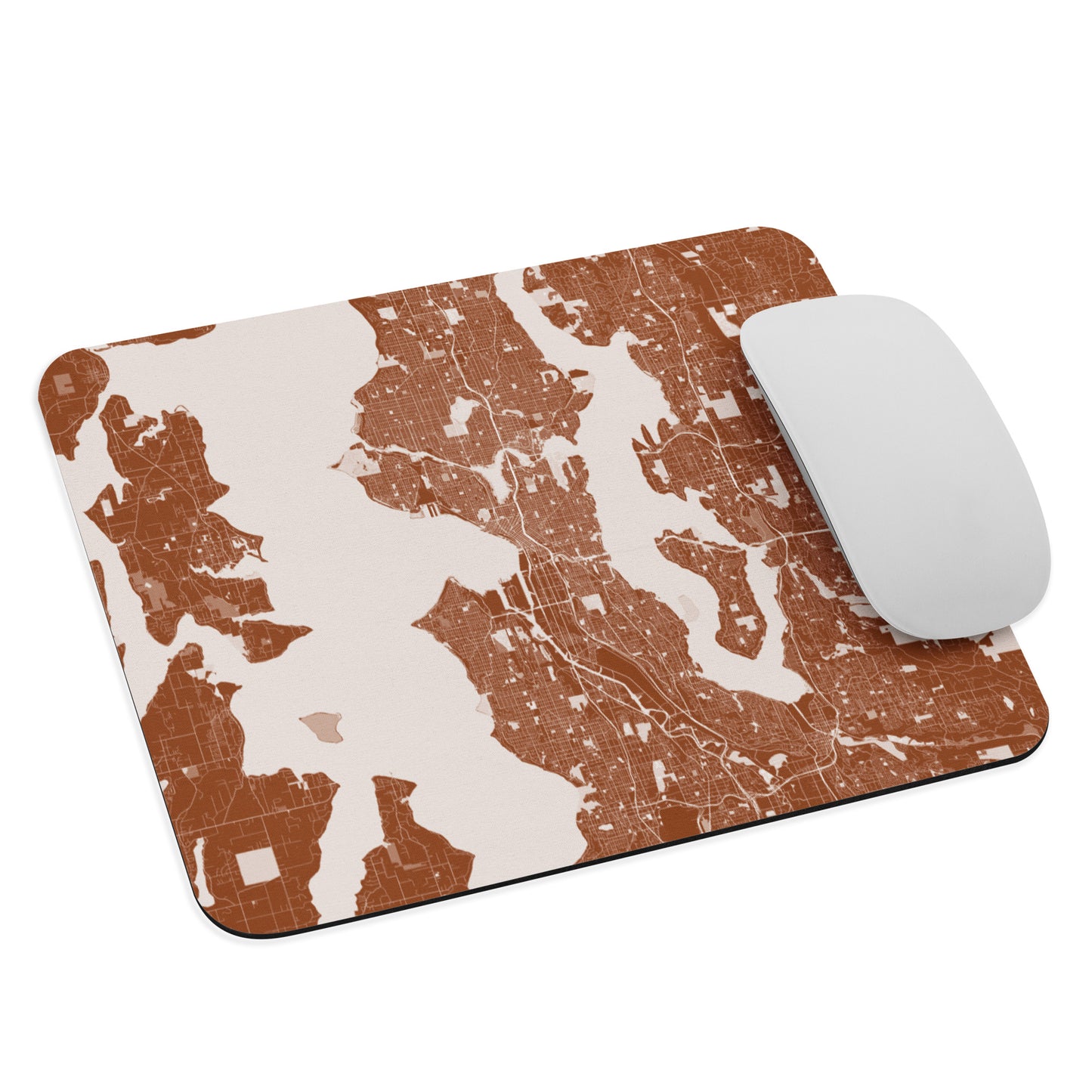Seattle Brown and White Map Mouse Pad