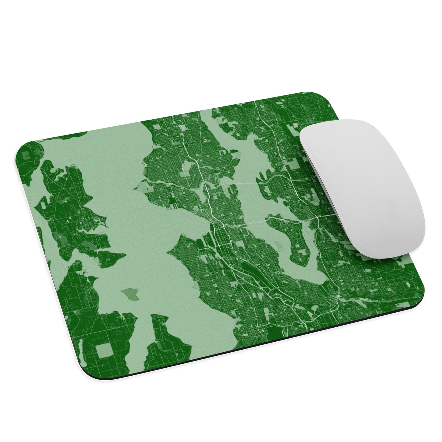 Seattle Green and White Map Mouse Pad