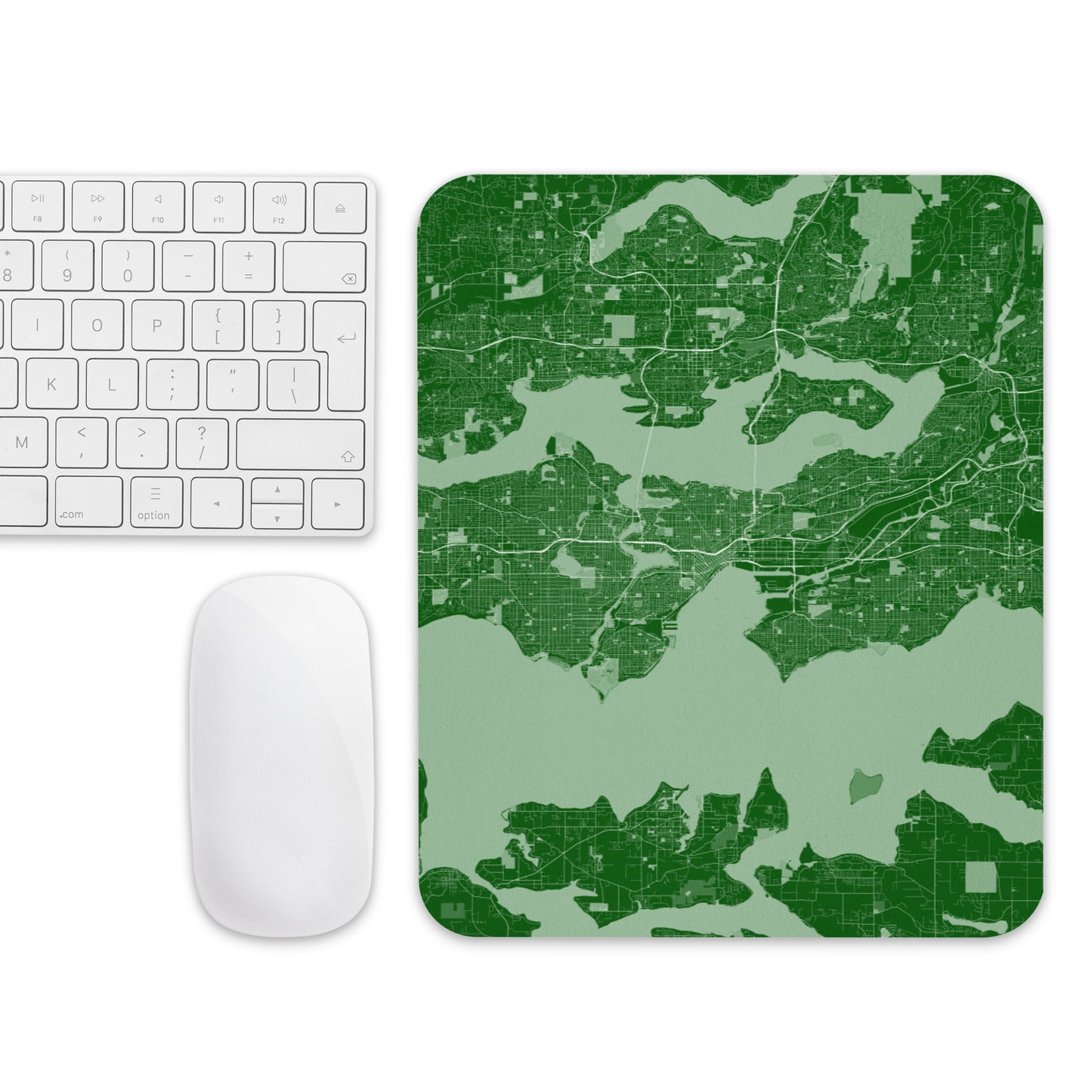 Seattle Green and White Map Mouse Pad