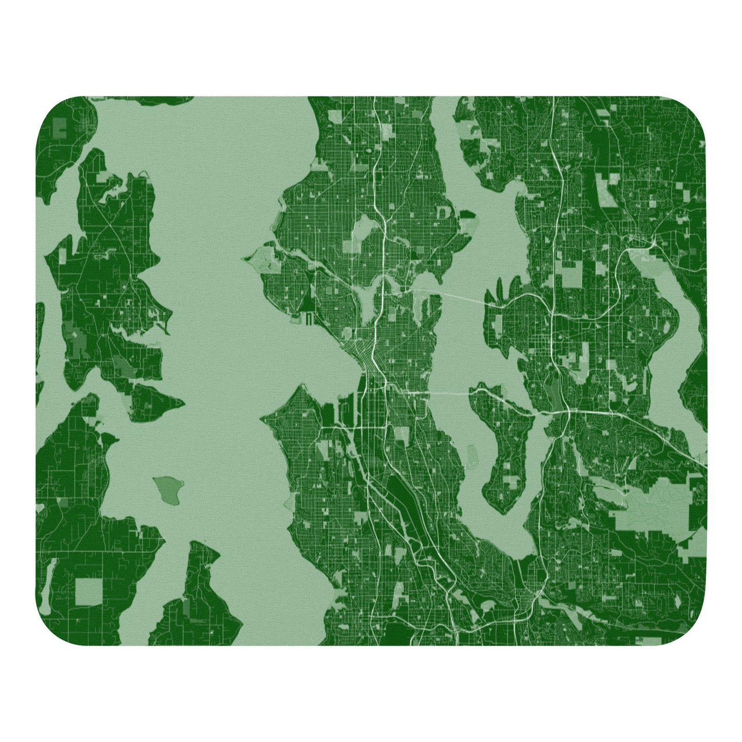 Seattle Green and White Map Mouse Pad