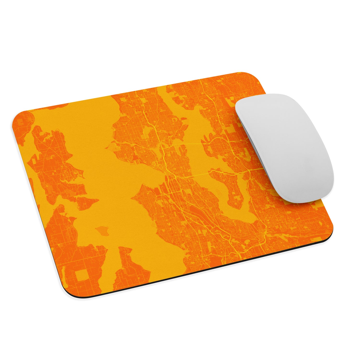 Seattle Orange and Yellow Map Mouse Pad