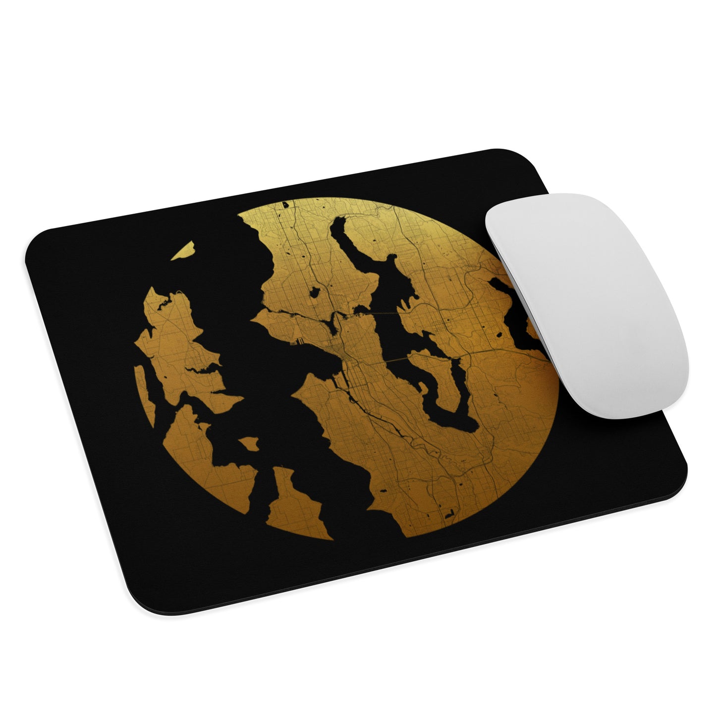 Seattle Gold on Black Map Mouse Pad