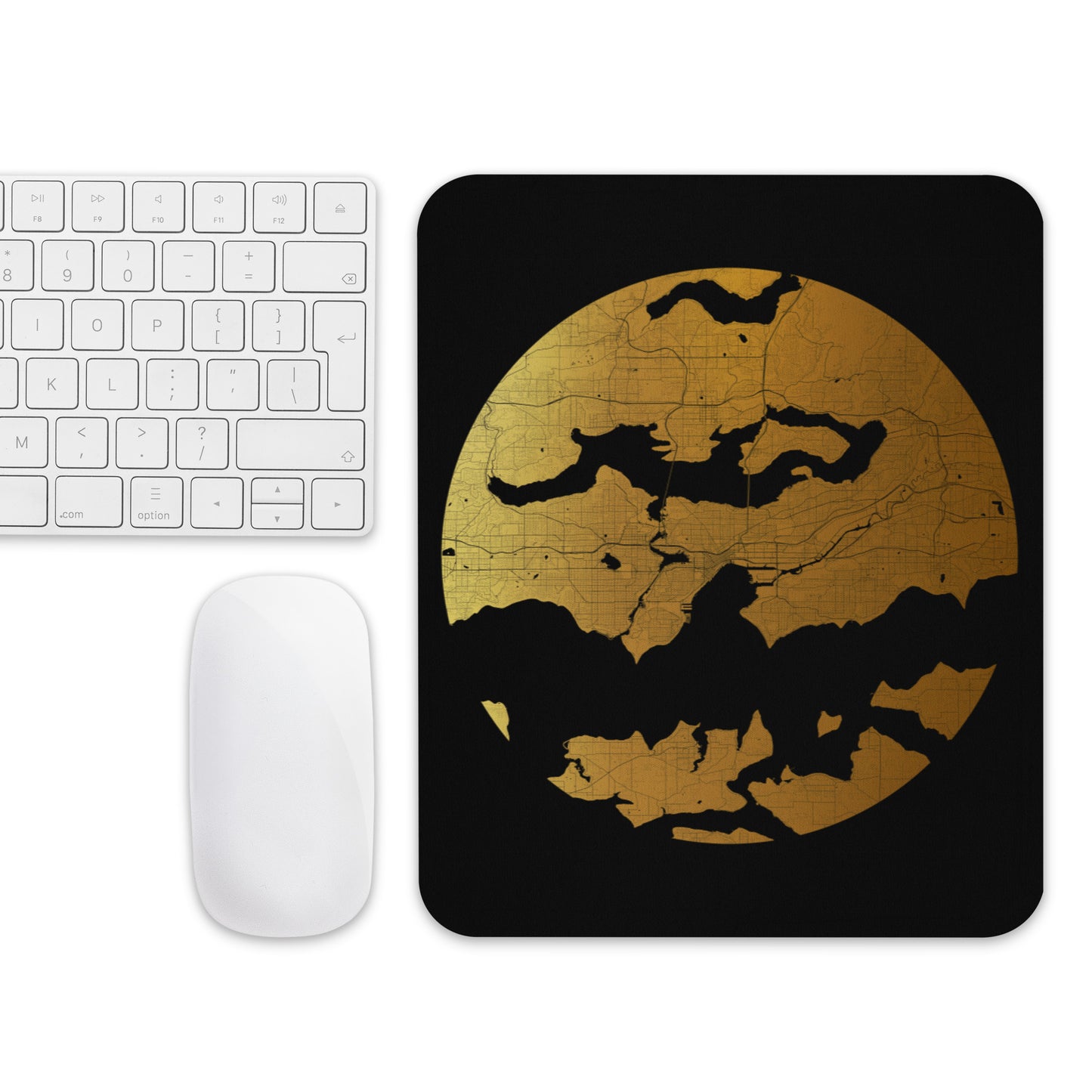 Seattle Gold on Black Map Mouse Pad