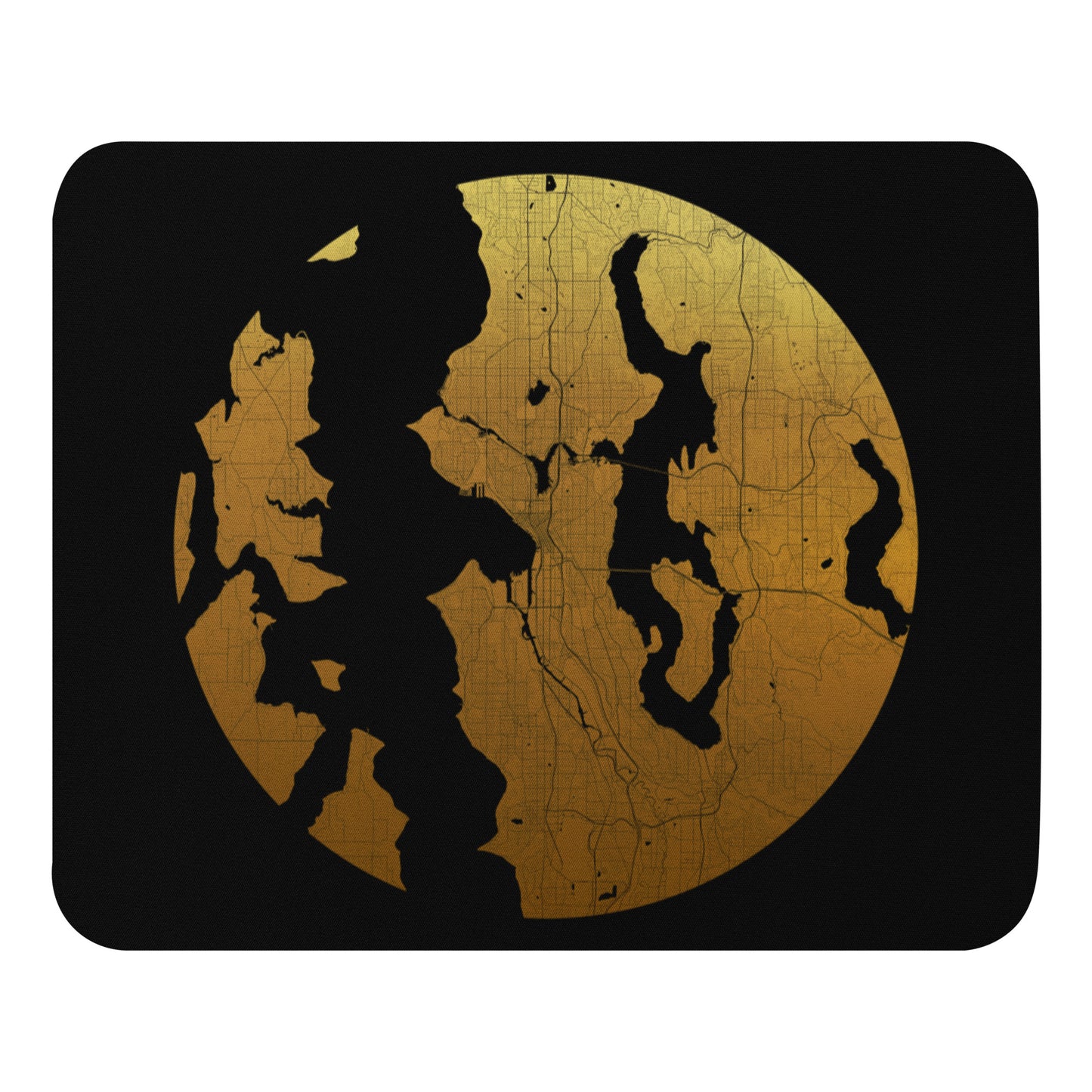 Seattle Gold on Black Map Mouse Pad