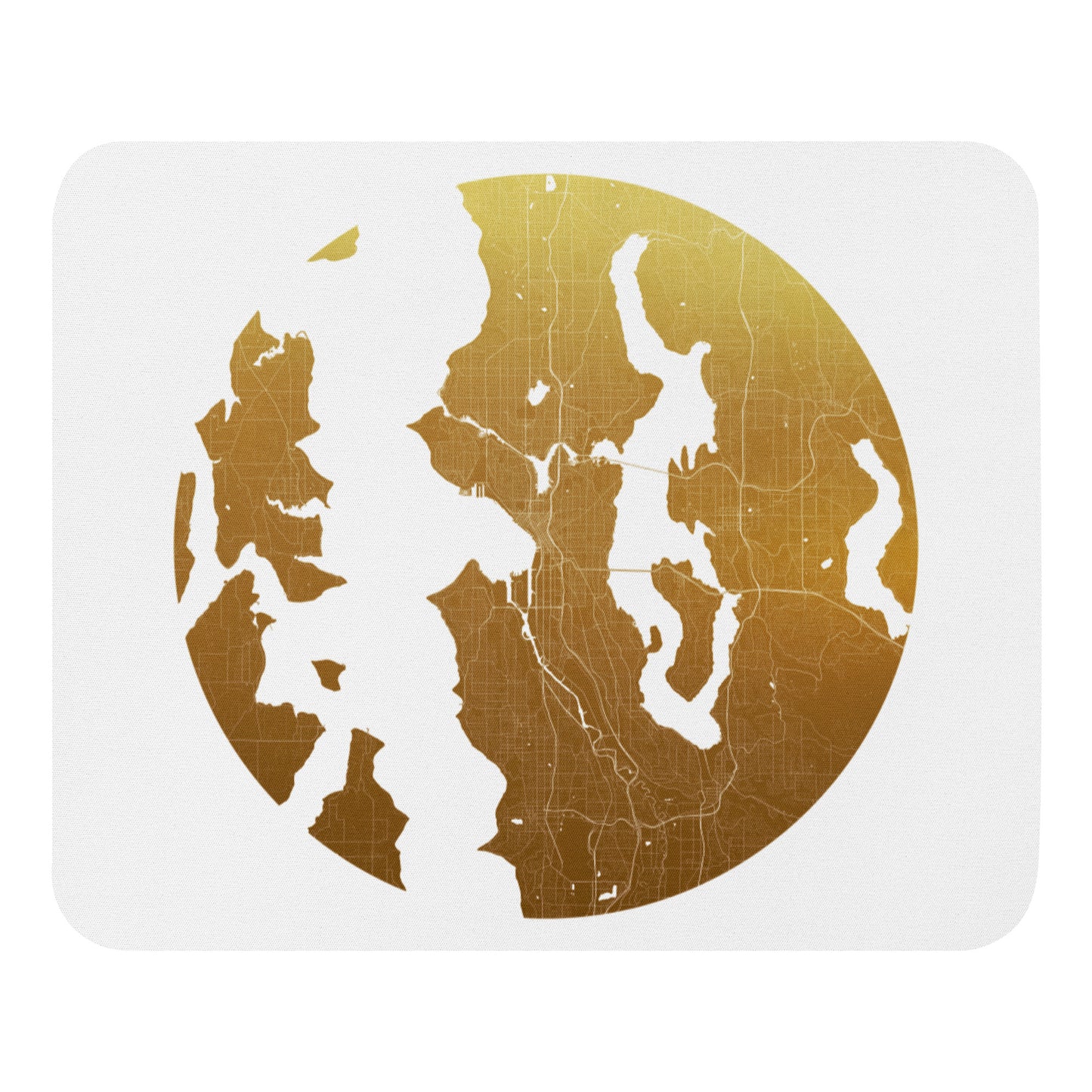 Seattle Gold on White Map Mouse Pad