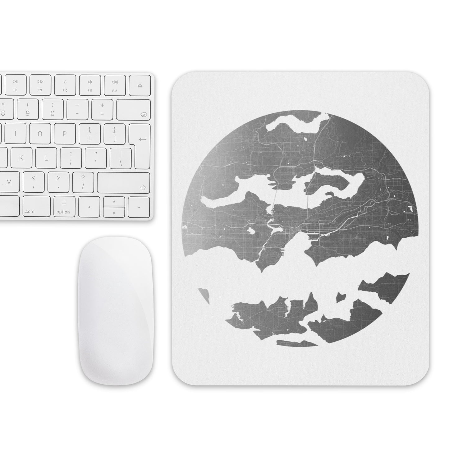 Seattle Silver on White Map Mouse Pad
