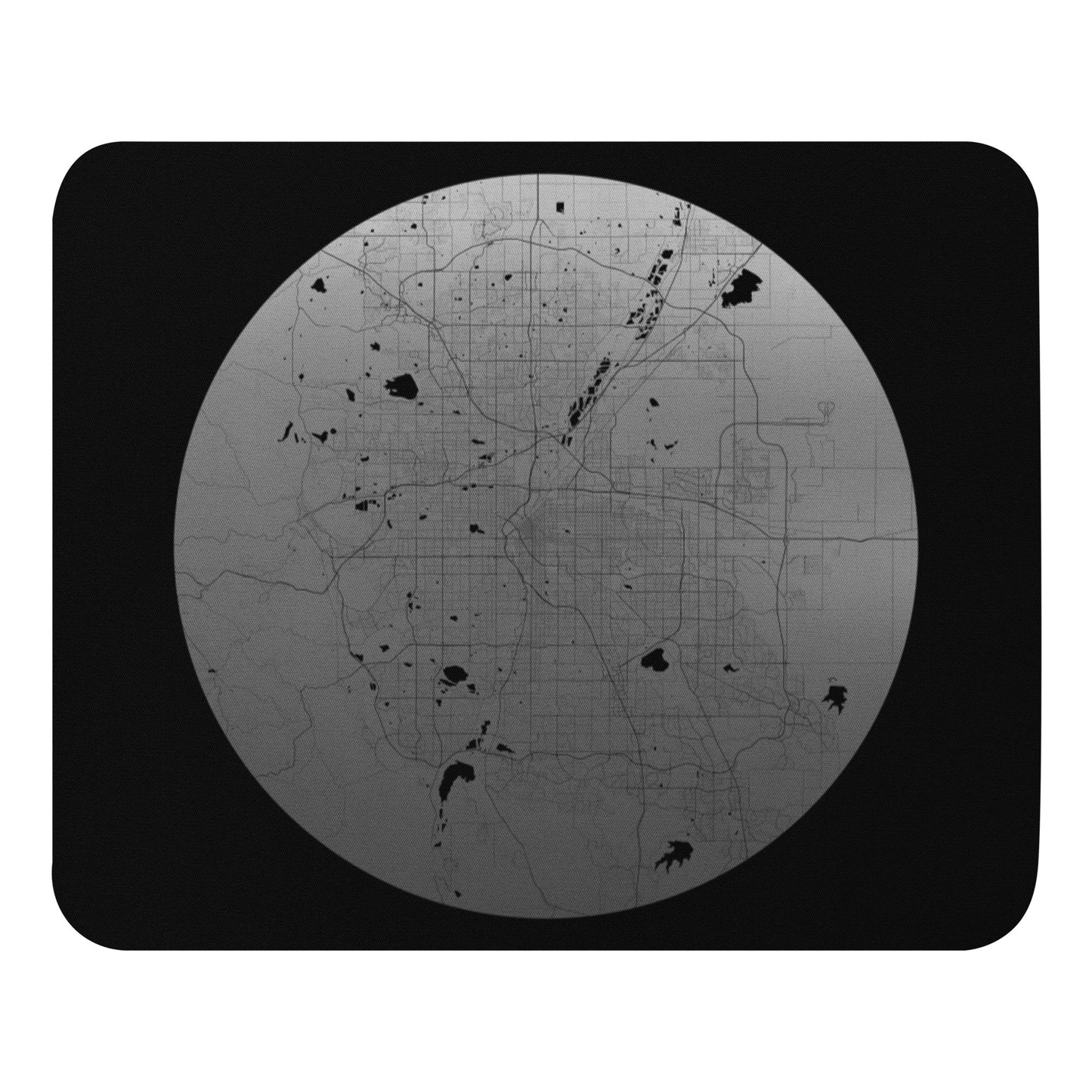 Denver Silver on Black Map Mouse Pad