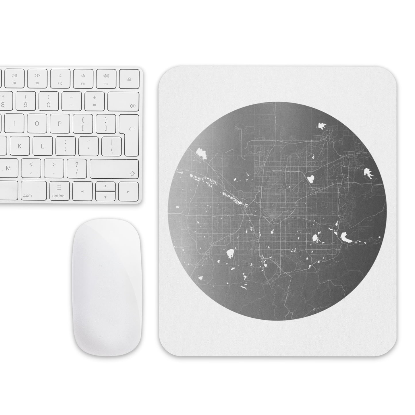 Denver Silver on White Map Mouse Pad