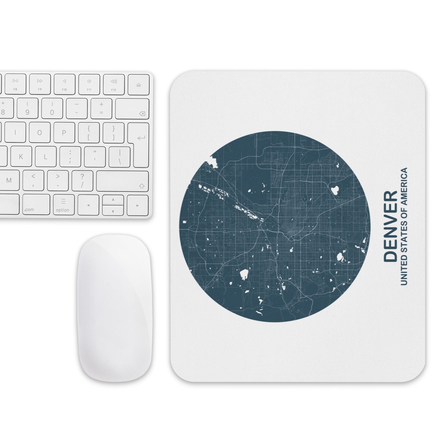 Denver Circular Blue Map Mouse Pad