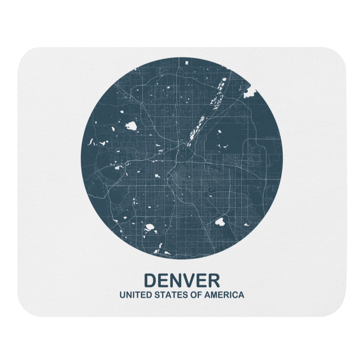 Denver Circular Blue Map Mouse Pad