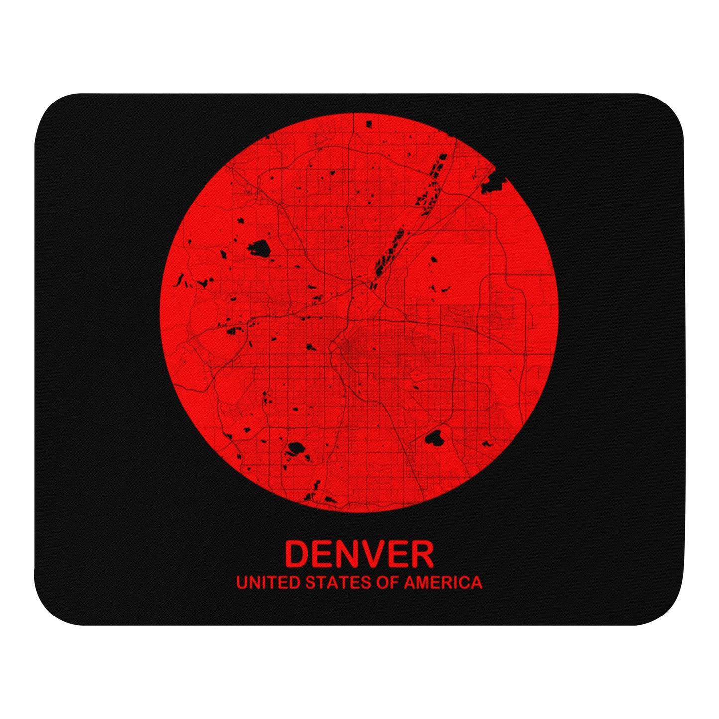 Denver Circular Red Map Mouse Pad