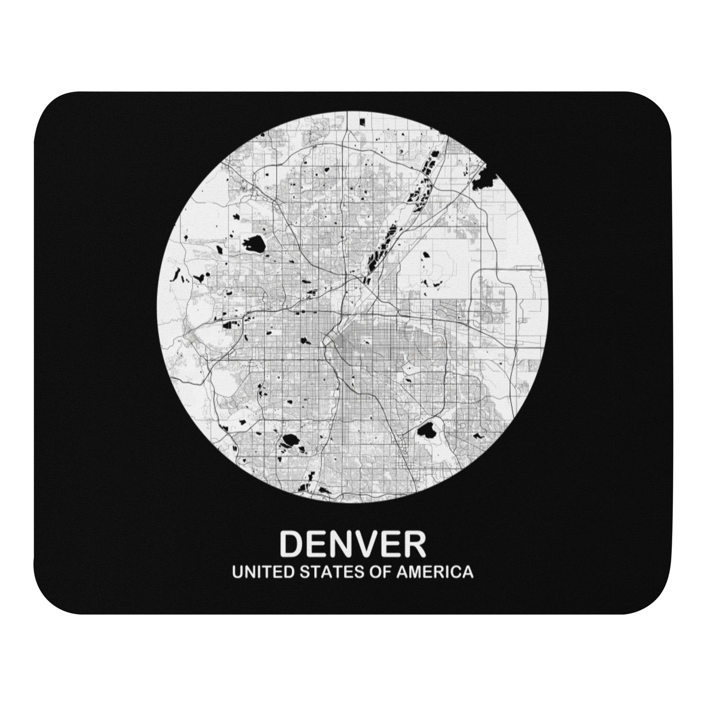 Denver Circular White Map Mouse Pad