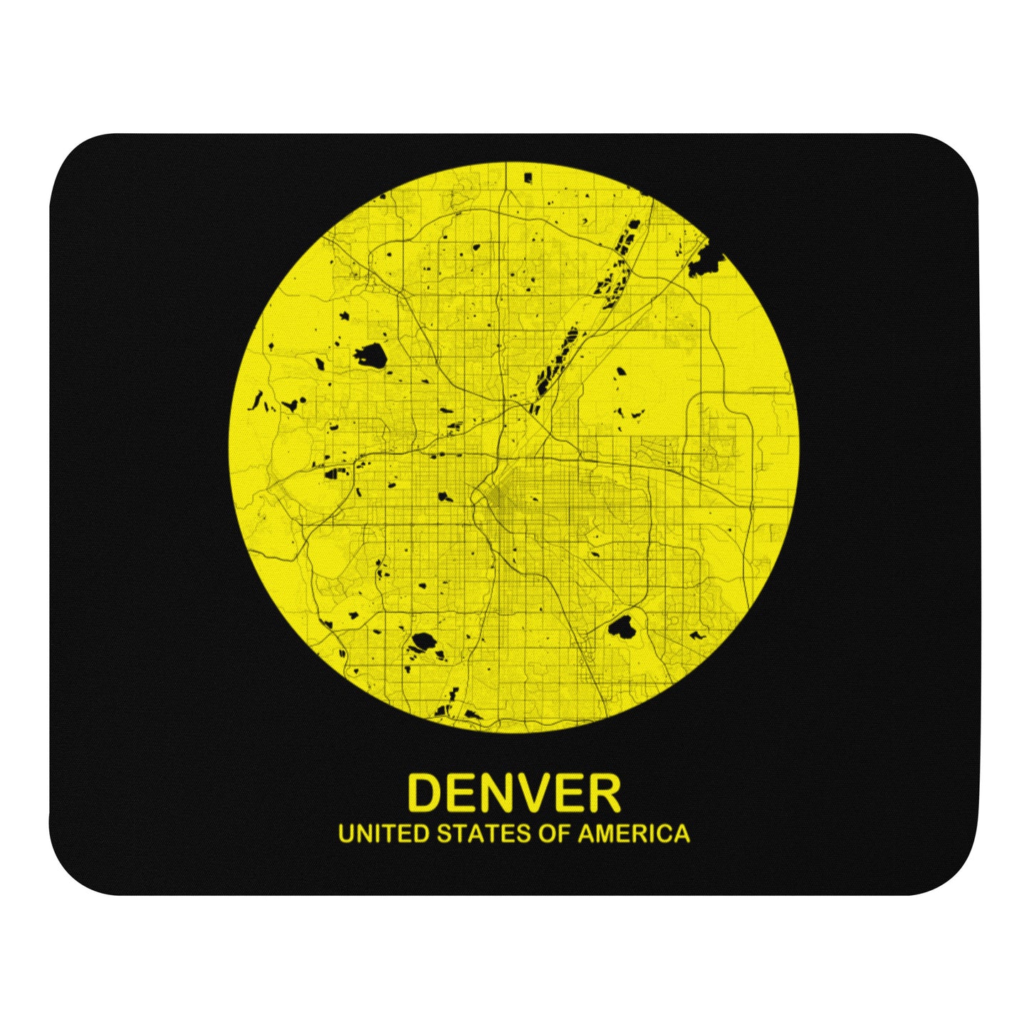 Denver Circular Yellow Map Mouse Pad
