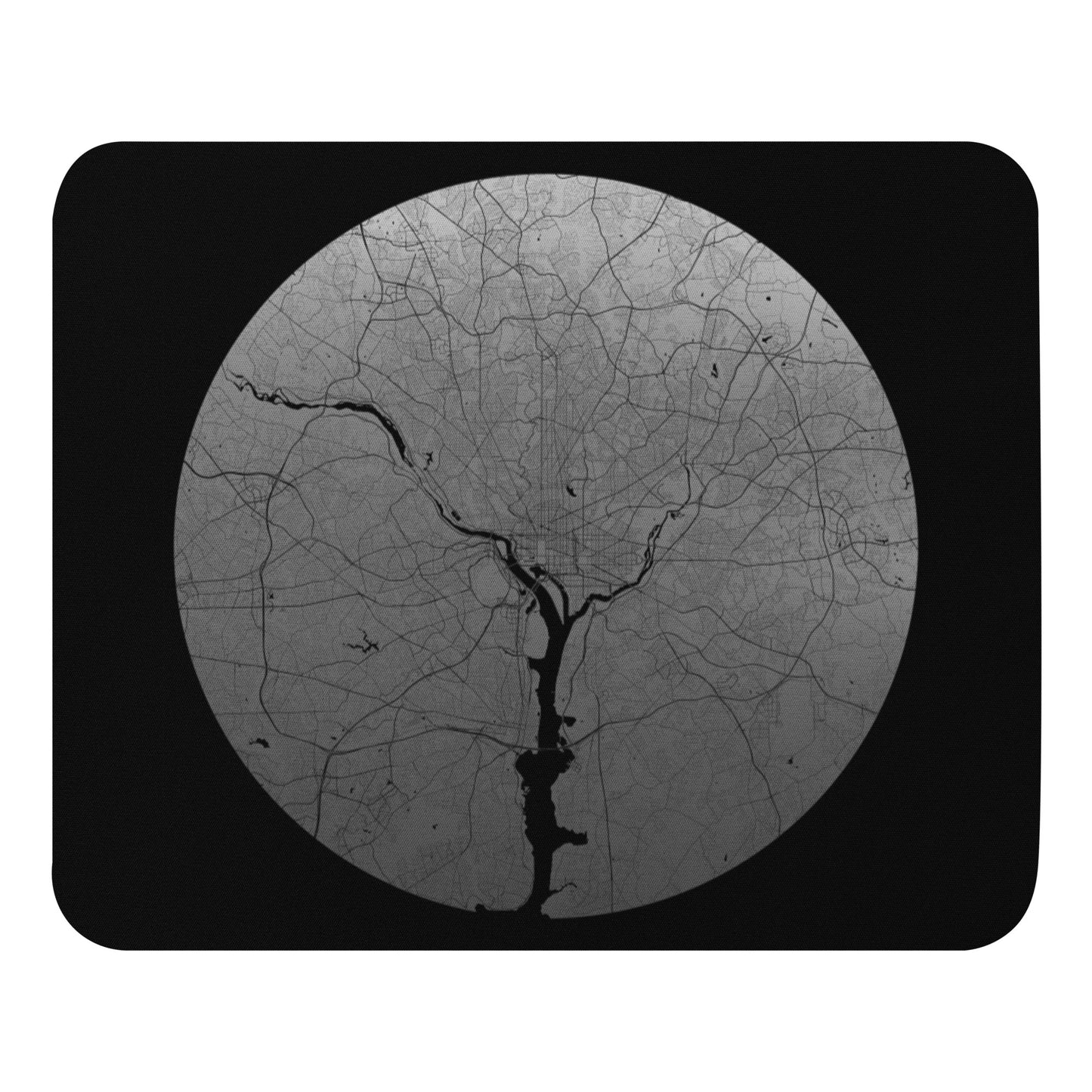 Washington, D.C. Silver on Black Map Mouse Pad
