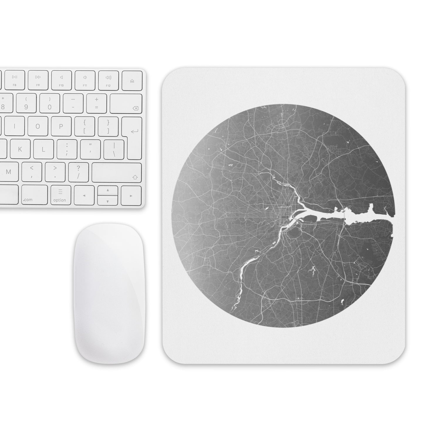 Washington, D.C. Silver on White Map Mouse Pad