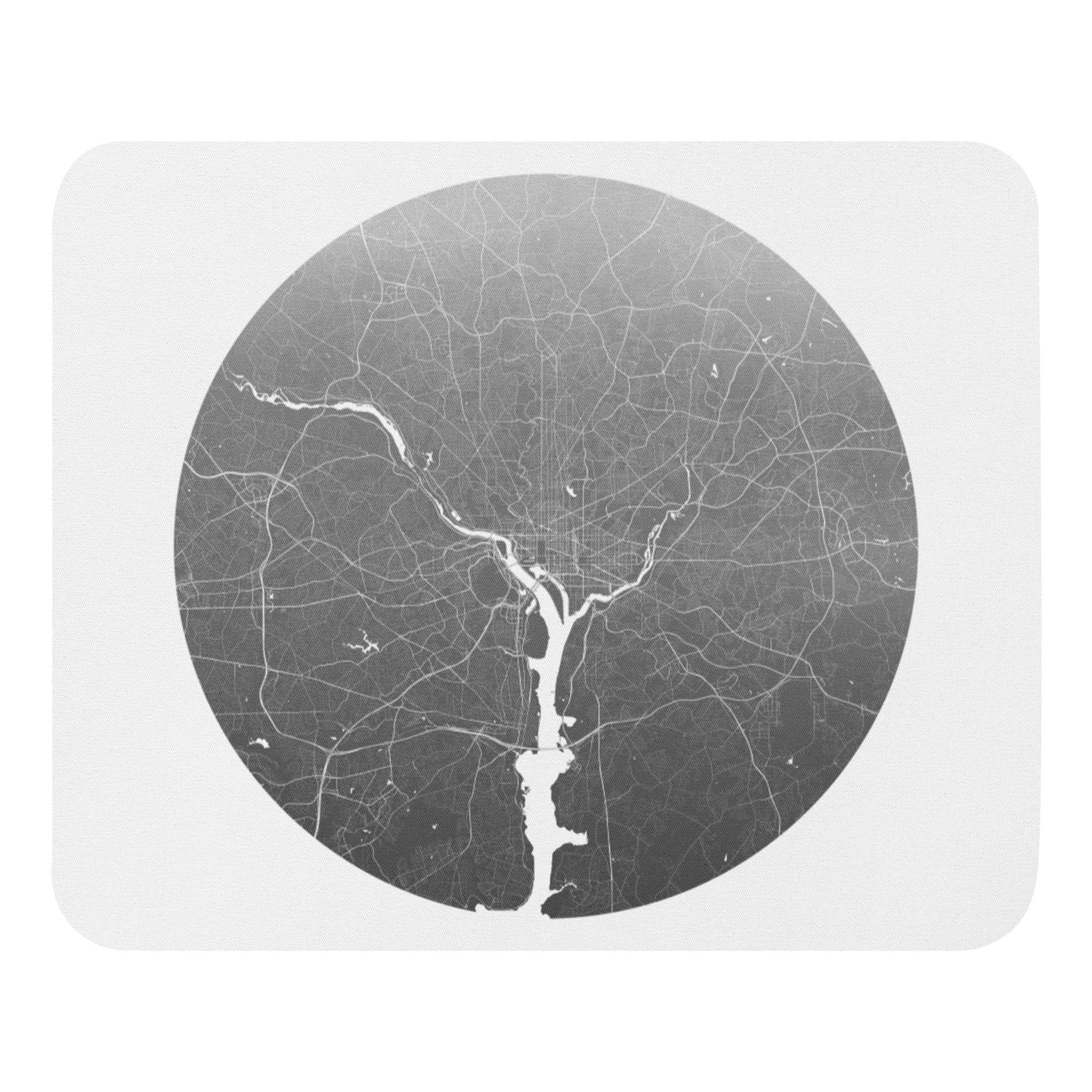 Washington, D.C. Silver on White Map Mouse Pad