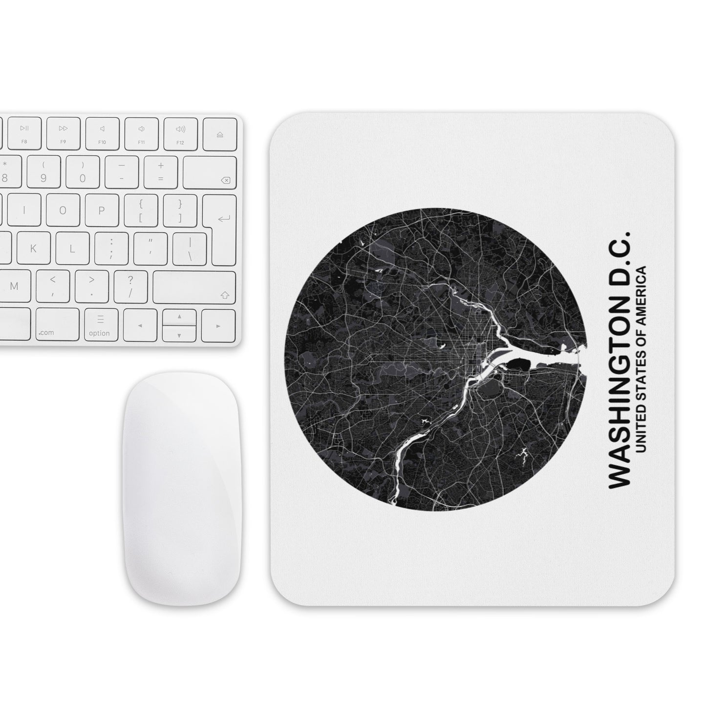 Washington, D.C. Circular Black Map Mouse Pad