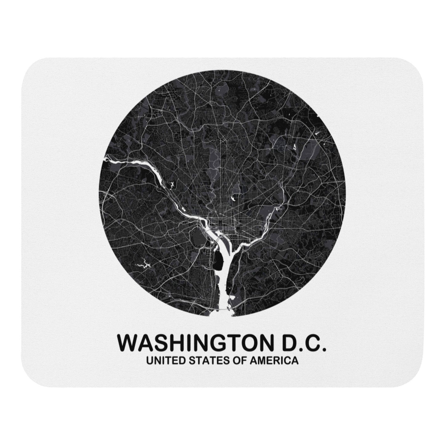 Washington, D.C. Circular Black Map Mouse Pad