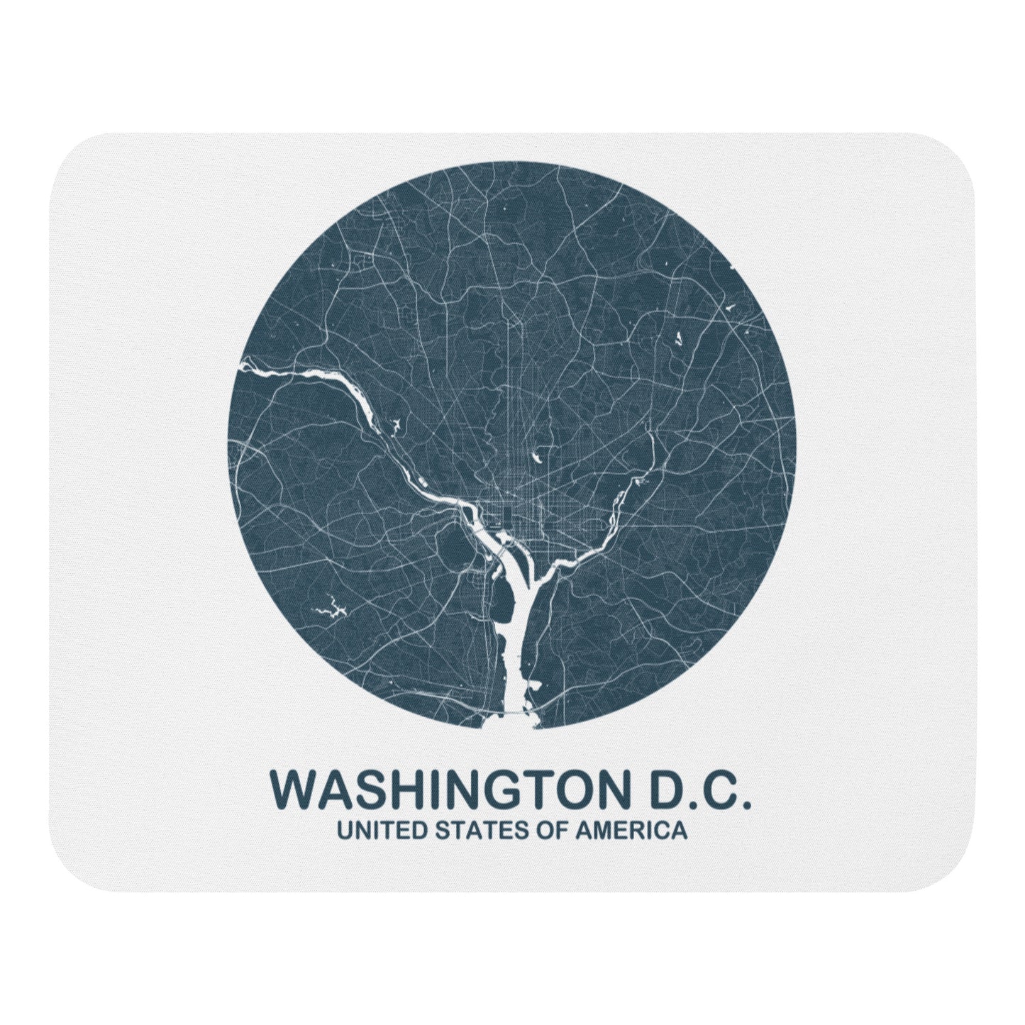 Washington, D.C. Circular Blue Map Mouse Pad