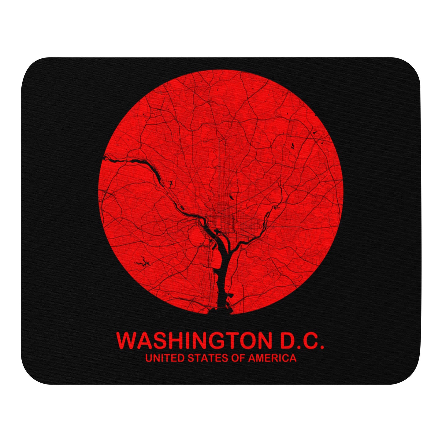 Washington, D.C. Circular Red Map Mouse Pad