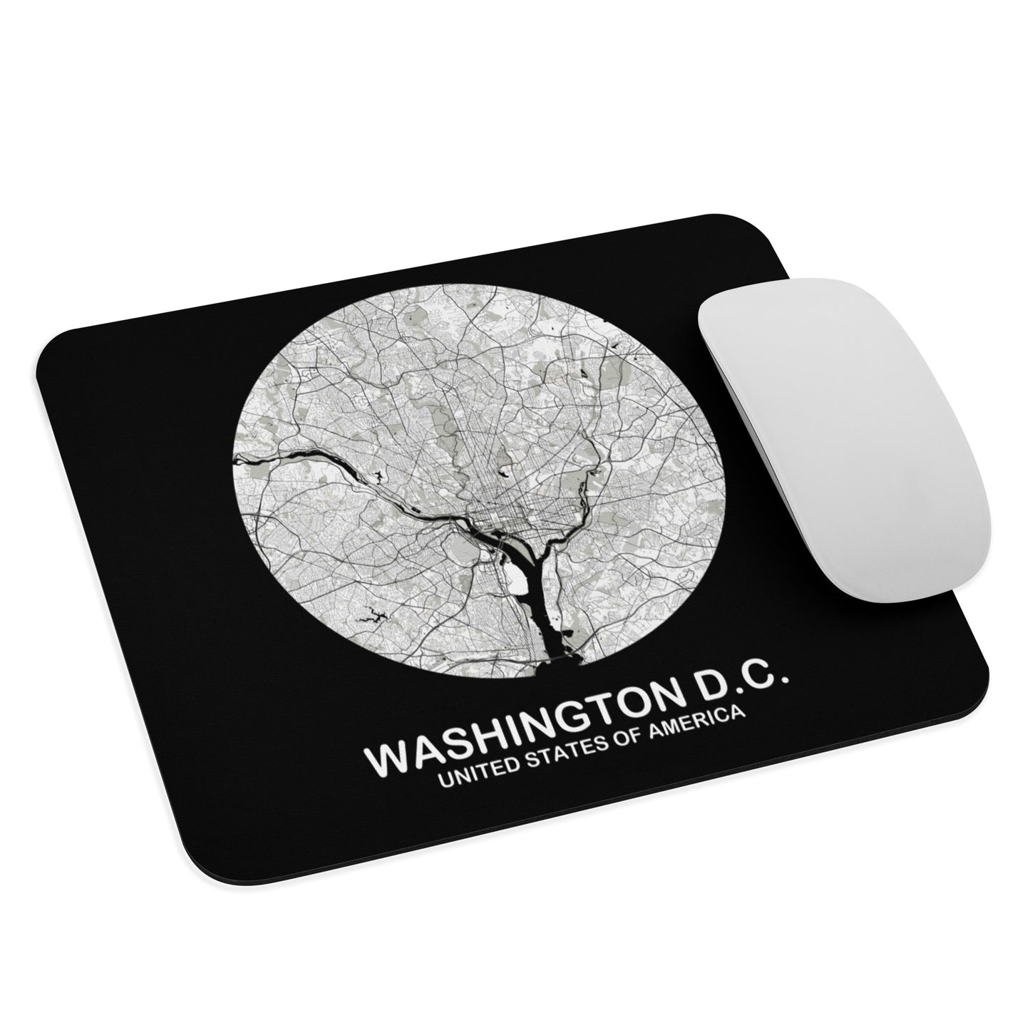 Washington, D.C. Circular White Map Mouse Pad