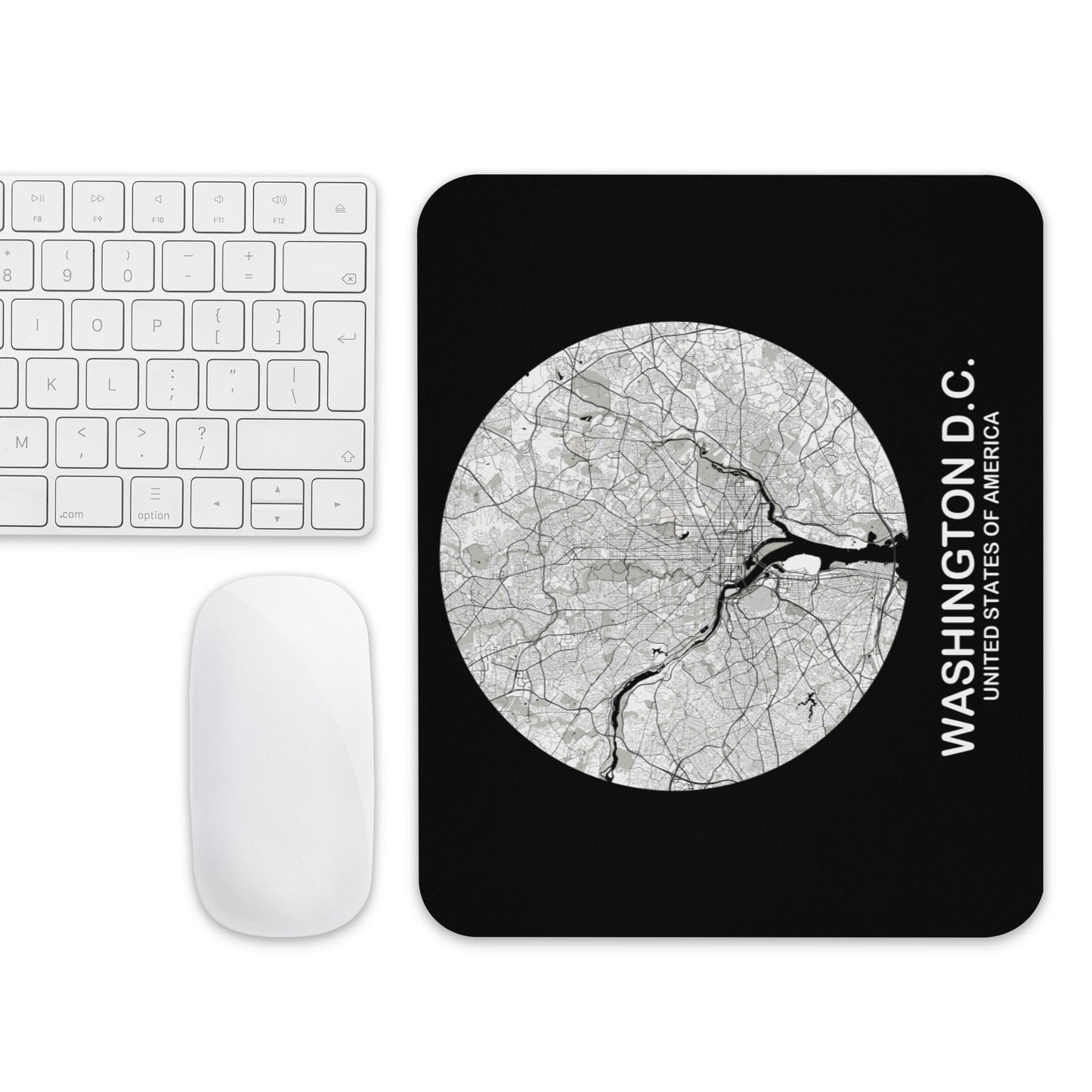 Washington, D.C. Circular White Map Mouse Pad