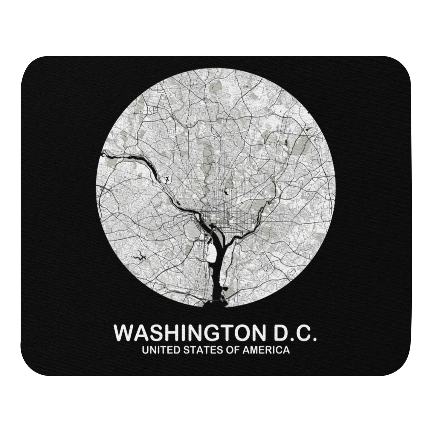 Washington, D.C. Circular White Map Mouse Pad