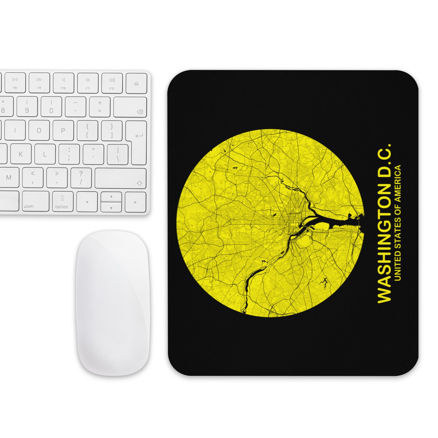 Washington, D.C. Circular Yellow Map Mouse Pad