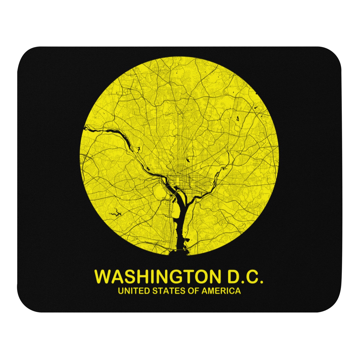 Washington, D.C. Circular Yellow Map Mouse Pad