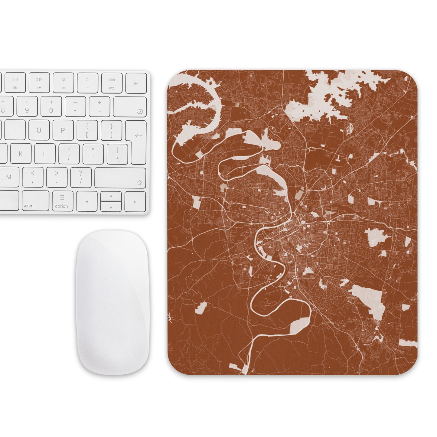 Nashville Brown and White Map Mouse Pad