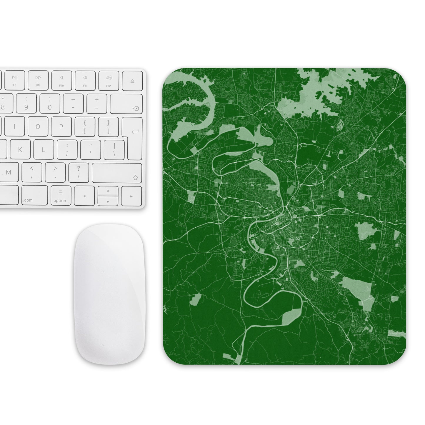 Nashville Green and White Map Mouse Pad