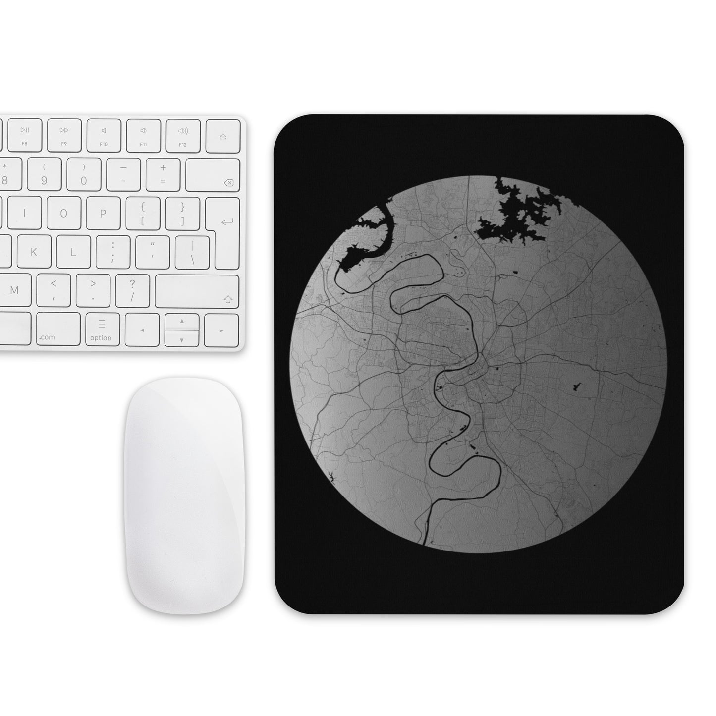 Nashville Silver on Black Map Mouse Pad