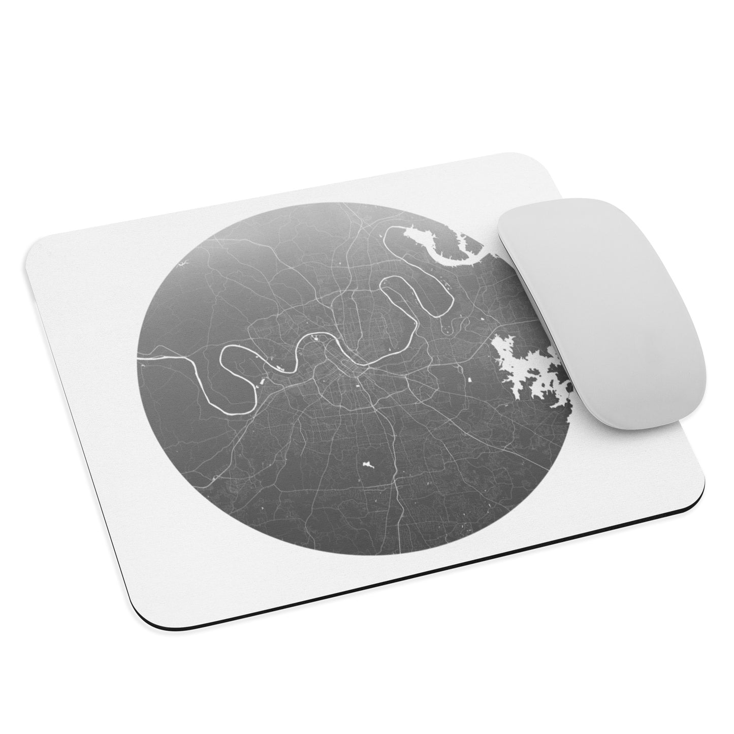 Nashville Silver on White Map Mouse Pad