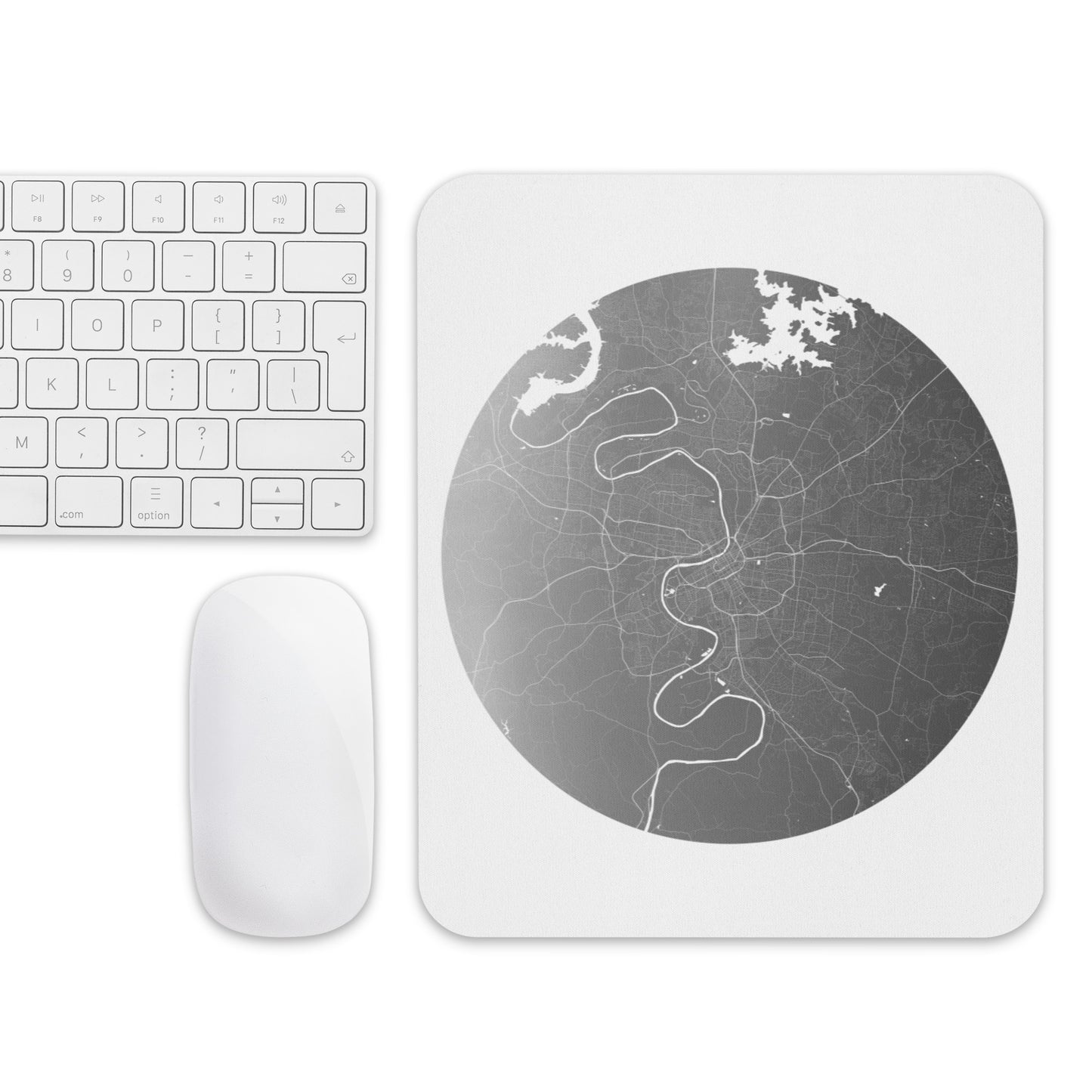Nashville Silver on White Map Mouse Pad