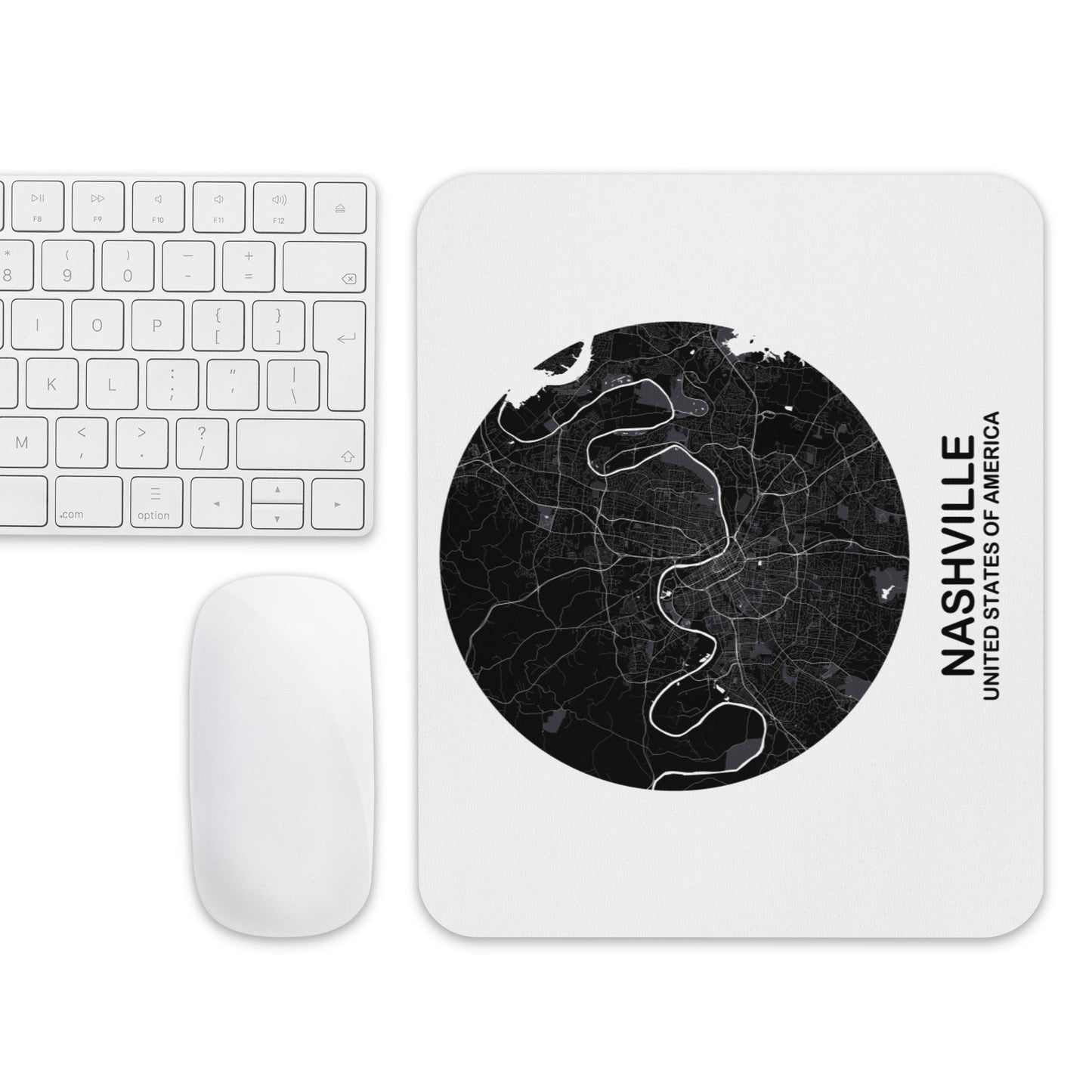 Nashville Circular Black Map Mouse Pad